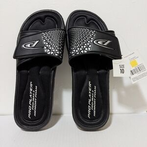Pro Player | Men's Size 10 Pro-Max 3 Memory Foam Soccer Sandals - Black/Silver